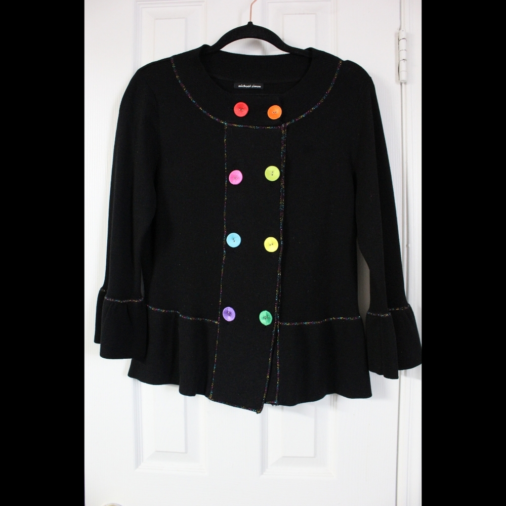 Michael Simon~ black and colors cardigan (M)